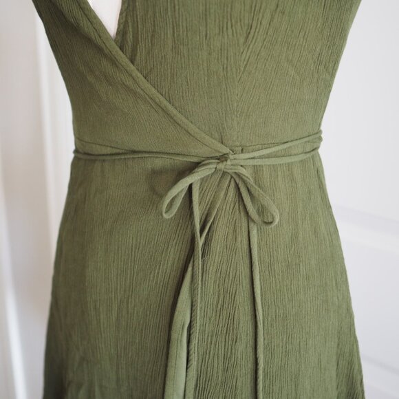 Fairycore Lulu's Harbor Point Olive Green Wrap Dress Elf Cosplay Sz Small - Picture 7 of 10